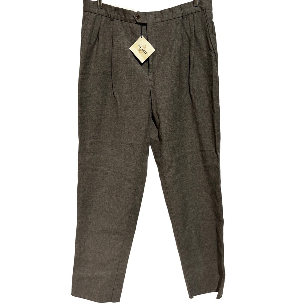 New Vintage TENDANCE Men's Pleated Wool Dress Pants 38‎ Beige Classic Fit